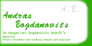 andras bogdanovits business card